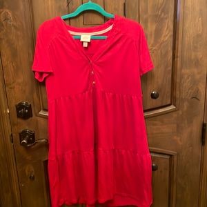 V neck babydoll dress with button detail